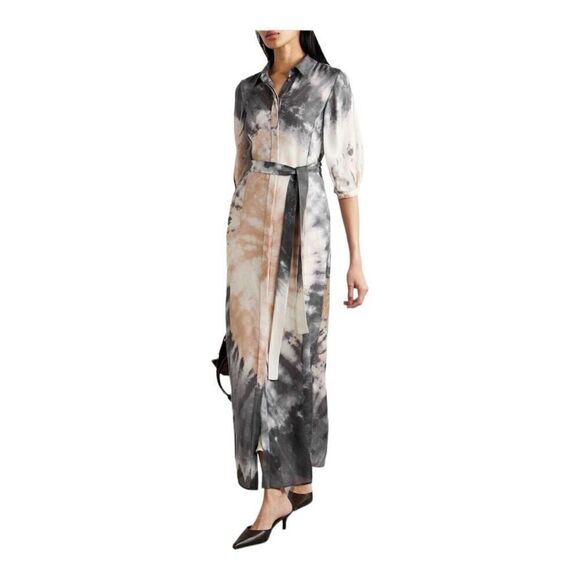 $5490 Gabriela Hearst Daisy Belted Tie-dyed Cashmere and Silk Maxi Dress Size 2 - Picture 5 of 12